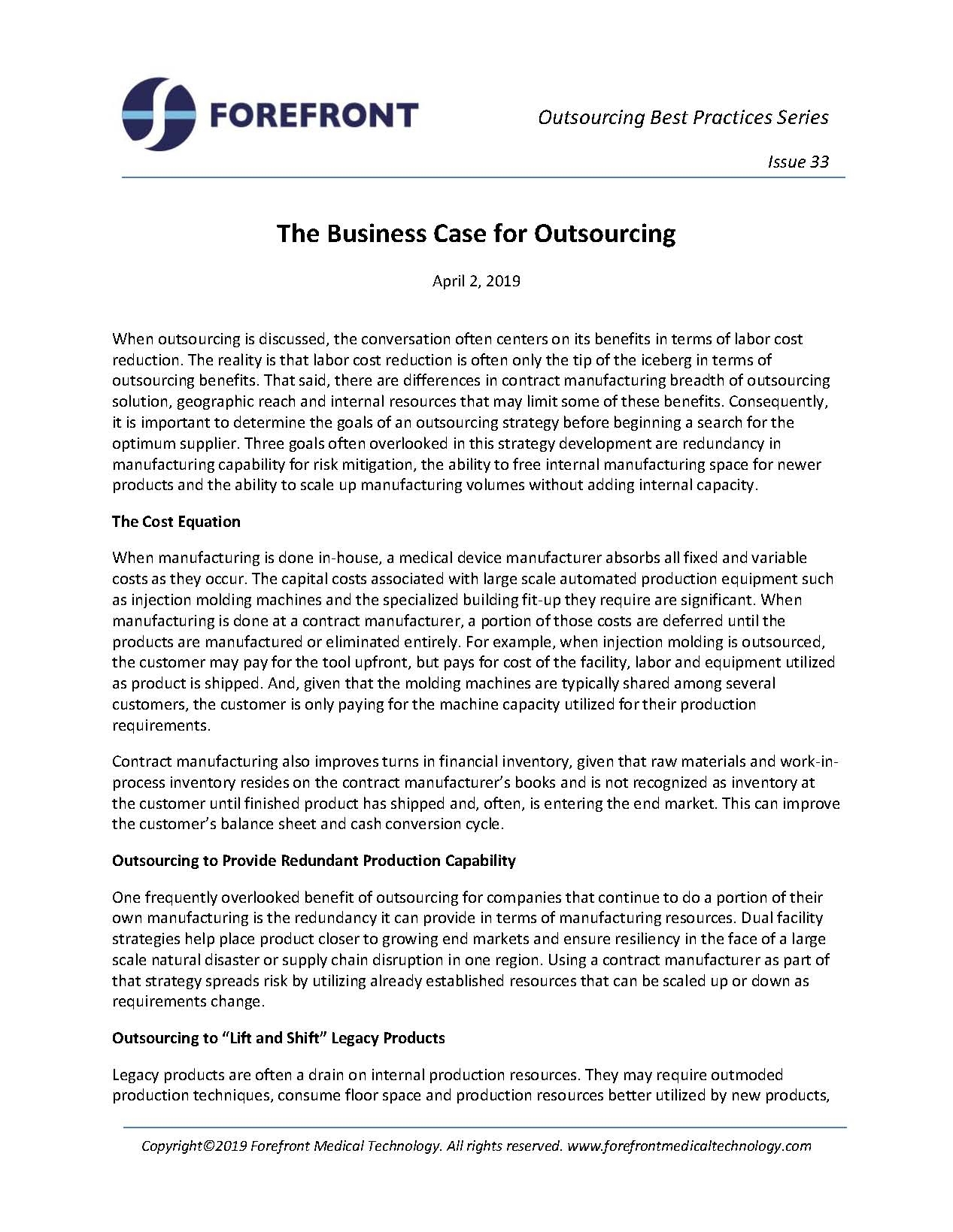 The Business Case for Outsourcing